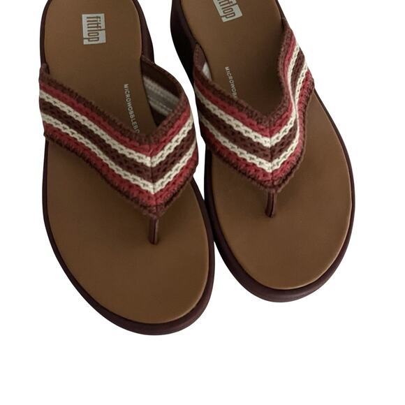 FitFlop F-Mode Crochet Flatform Sandals Clay Brown Sz 6 Boho Coastal Comfort - Picture 8 of 9